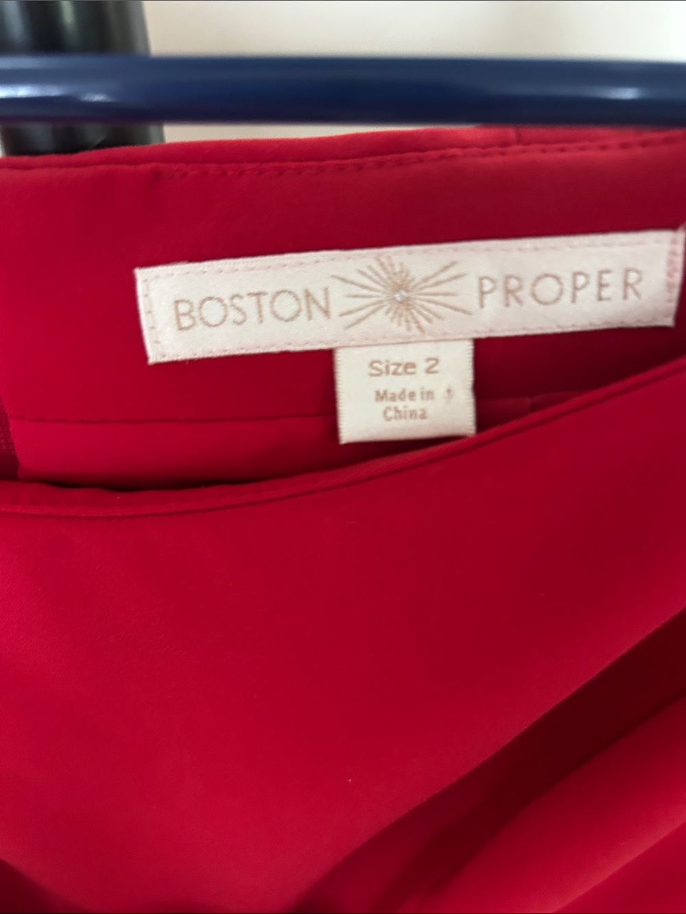 Boston Proper Red Off-Shoulder Dress with Tiered Bell Sleeves - Picture 2 of 5